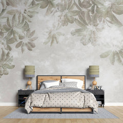 Tapet personalizat leaf cu frunze tropicale in partea de sus cu fundal texturat hanging leaves