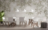 Tapet personalizat leaf cu frunze tropicale in partea de sus cu fundal texturat hanging leaves