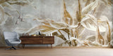 Tapet personalizat leaf cu frunze tropicale maro pe un fundal texturat dracaena brown