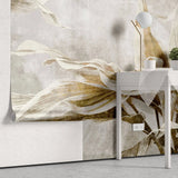 Tapet personalizat leaf cu frunze tropicale maro pe un fundal texturat dracaena brown