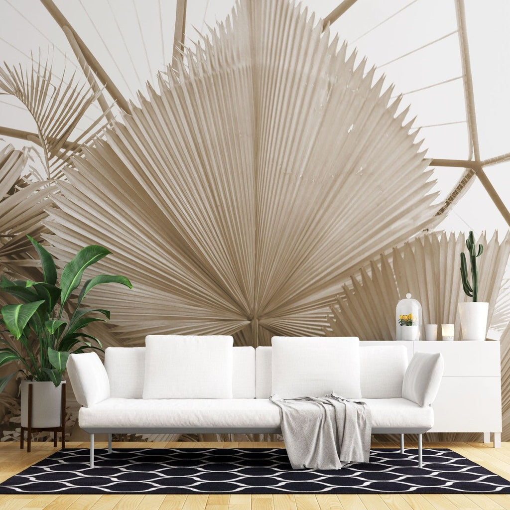 Fototapet personalizat leaf cu frunze de palmier uscate intr o nuanta calda ideal pentru un decor natural si relaxant dry palm