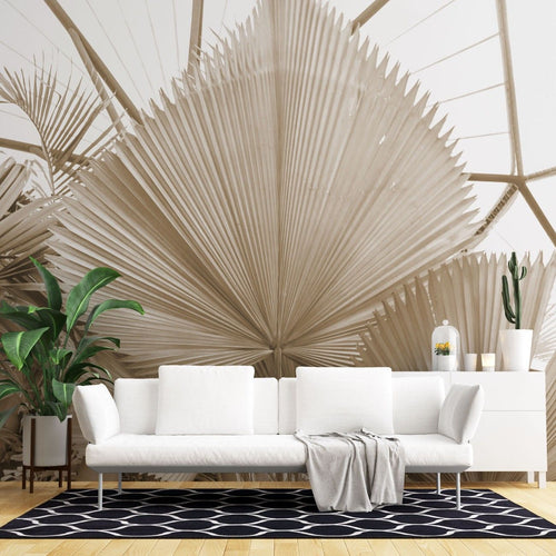 Fototapet personalizat leaf cu frunze de palmier uscate intr o nuanta calda ideal pentru un decor natural si relaxant dry palm
