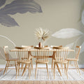 Tapet personalizat leaf cu frunze minimalist cu frunze stilizate in tonuri de bej si gri perfect pentru un design echilibrat si modern beige balance