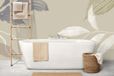 Tapet personalizat leaf cu frunze minimalist cu frunze stilizate in tonuri de bej si gri perfect pentru un design echilibrat si modern beige balance