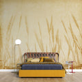 Tapet personalizat leaf cu frunze inspirat din campurile de grau cu spice aurii pe un fundal bej creand o atmosfera rustica si calda wheat