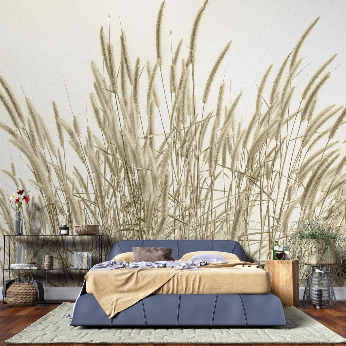 Fototapet personalizat leaf cu frunze si tulpini inalte de trestie in nuante aurii ideal pentru a adauga textura si un sentiment de inaltime spatiului golden reed