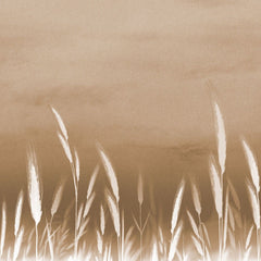 Tapet personalizat leaf cu frunze cu spice albe de grau pe un fundal maro deschis oferind un accent subtil de natura si eleganta wheat accent