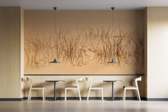 Fototapet personalizat leaf cu cu iarba acvatica in reflexia apei in nuante intunecate evocand o ambianta misterioasa si relaxanta water grass dark