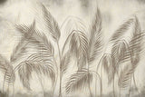 Tapet personalizat leaf cu umbre delicate de frunze de palmier in tonuri de bej si gri creand o atmosfera subtila si eleganta palm shadows