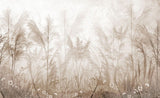 Fototapet personalizat leaf cu iarba de pampas si flori mici in tonuri de sepia si bej oferind un sentiment de naturalete si caldura cu un aer romantic flowerish sepia