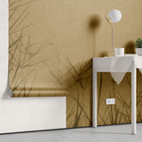 Fototapet personalizat leaf cu umbre de iarba proiectate pe un fundal nisipiu creand un efect vizual interesant si minimalist ideal pentru spatii moderne grass shadows