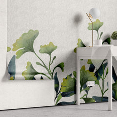 Tapet Personalizat Leaf cu frunze mici verzi de ginkgo cu fundal texturat - LITTLE GINKGO