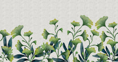 Tapet Personalizat Leaf cu frunze mici verzi de ginkgo cu fundal texturat - LITTLE GINKGO