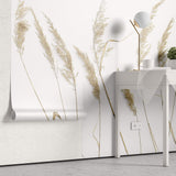 Fototapet Personalizat Leaf cu trestie de camp pe fundal alb - STUDIO REEDS