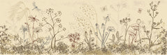 Tapet Personalizat Leaf cu frunze si plante de camp abstracte in nuante de bej si crem 4 - FLORAL SKETCH LANDSCAPE