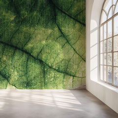 Tapet Personalizat Leaf cu frunza texturata verde cu nervuri - ABSTRACT LEAF