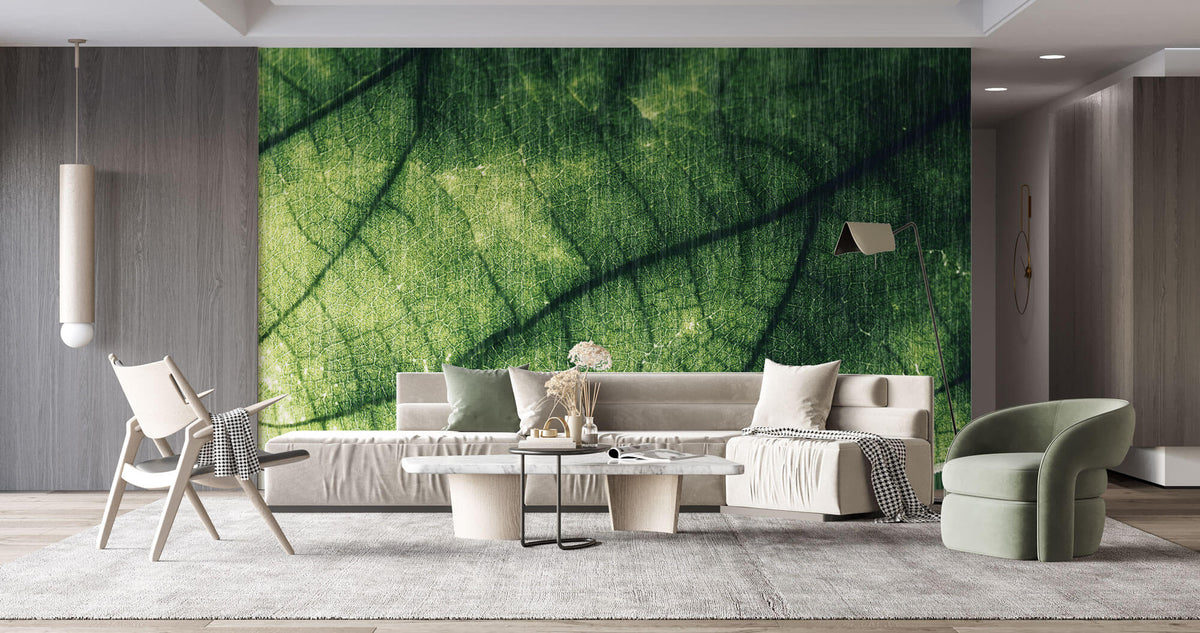 Tapet Personalizat Leaf cu frunza texturata verde cu nervuri - ABSTRACT LEAF