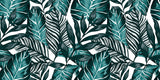 Tapet Personalizat Leaf cu ilustratie de frunze in nuante verde marin - GRAPHIC ART LEAVES CYAN