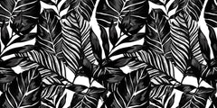 Tapet Personalizat Leaf cu ilustratie de frunze negre - GRAPHIC ART LEAVES BLACK