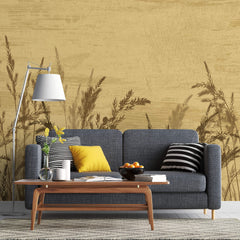 Tapet Personalizat Leaf cu stufaris uscat in stil vintage - WILD WEST REEDS