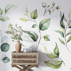 Tapet Personalizat Leaf cu elemente florale si frunze in stil watercolor - LEAF ELEMENTS