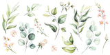 Tapet Personalizat Leaf cu elemente florale si frunze in stil watercolor - LEAF ELEMENTS