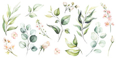 Tapet Personalizat Leaf cu elemente florale si frunze in stil watercolor - LEAF ELEMENTS