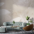 Tapet Personalizat Leaf cu pene in nuante crem si bej - LIGHT BEIGE FEATHERS
