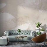 Tapet Personalizat Leaf cu pene in nuante crem si bej - LIGHT BEIGE FEATHERS