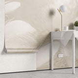 Tapet Personalizat Leaf cu pene in nuante crem si bej - LIGHT BEIGE FEATHERS