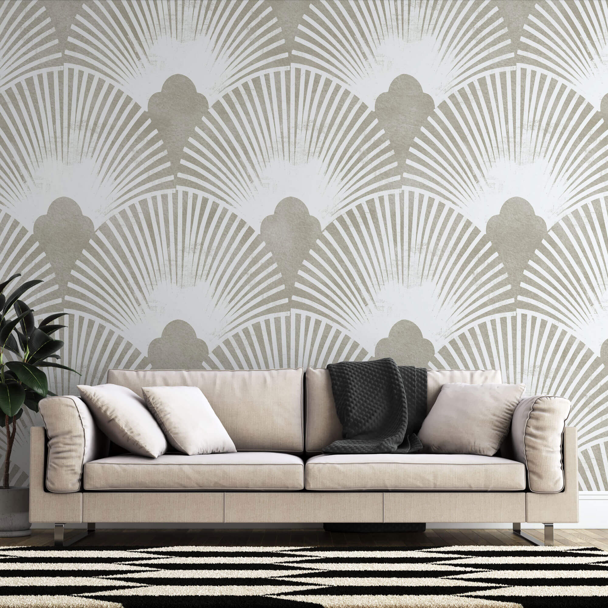 Tapet Personalizat Leaf cu ilustratii de frunze in stil oriental - ORIENTAL LEAF DECO