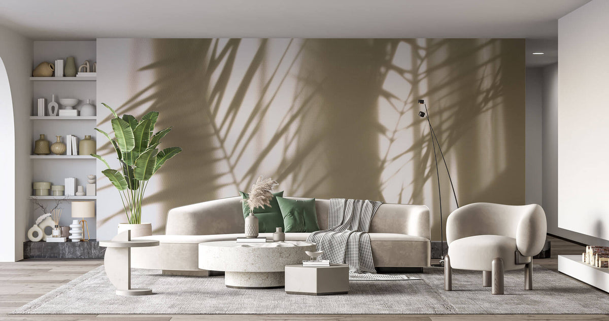 Tapet Personalizat Leaf cu umbre de frunze de palmier pe fundal texturat - TEXTURED SILHOUETTE