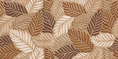 Tapet Personalizat Leaf cu frunze ceramice in nuante maronii - BROWN LEAF TILES