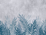Tapet Personalizat Leaf cu frunze oundulate albastre pe fundal cimentat - CURLY LEAVES