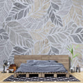 Tapet Personalizat Leaf cu forme de frunze si texturi mixte in nuante de bej si gri - SEE THROUGH TEXTURE