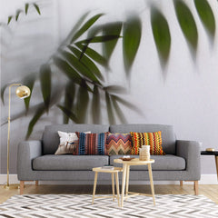 Tapet Personalizat Leaf cu frunze de palmier in spatele perdelei - BEHIND THE DRAPES