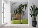 Tapet Personalizat Leaf cu frunze de palmier in spatele perdelei - BEHIND THE DRAPES