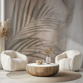 Tapet Personalizat Leaf cu frunza de palmier difuza in fundal rozaliu - SOFT VEIL LEAF I