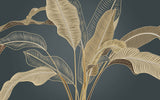 Tapet Personalizat Leaf cu frunze in stil plaster in relief - GOLDEN BANANA LEAF