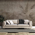 Tapet Personalizat Leaf cu bambus si palmieri pe un fundal texturat in stil vintage inchis - SEPIA DARK FOREST