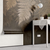 Tapet Personalizat Leaf cu frunze de feriga uscata in fundal maro - BROWN FERN
