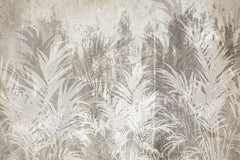 Tapet Personalizat Leaf cu frunze pe un fundal texturat in stil stucco bej - SCATTERED LEAVES