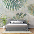 Tapet Personalizat Leaf cu frunze de monstera in nuante verzi-albastrui cu efect lichid - LIQUID MONSTERA