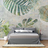Tapet Personalizat Leaf cu frunze de monstera in nuante verzi-albastrui cu efect lichid - LIQUID MONSTERA