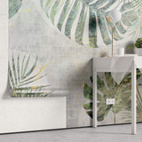 Tapet Personalizat Leaf cu frunze de monstera in nuante verzi-albastrui cu efect lichid - LIQUID MONSTERA