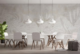 Tapet Personalizat Leaf cu frunze deschise pe un fundal stucco gri - FADED STUCCO LEAVES