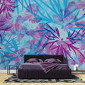 Tapet Personalizat Leaf cu frunze in culori vibrante de roz si albastru - TIE DYE LEAVES