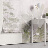Tapet Personalizat Leaf cu frunze si plante tropicale estompate in fundal - FADED TROPICAL GREEN