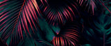 Tapet Personalizat Leaf cu frunze de palmier roz si verde inchis - MYSTIQUE PINK