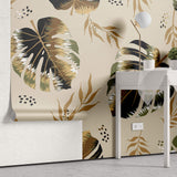 Tapet Personalizat Leaf cu frunze monstera in stil boho-tribal - BOHO RETRO MONSTERA